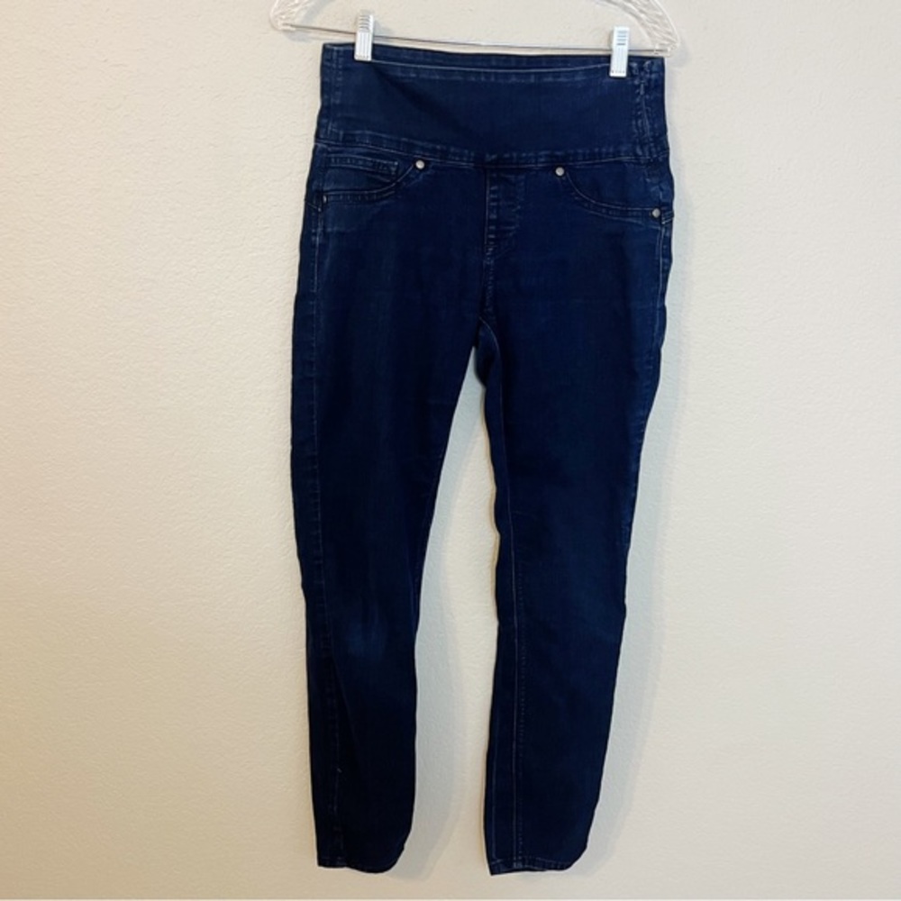 Spanx High Rise Jean-ish Ankle Leggings Dark Indigo Blue Side Zip Women S Small